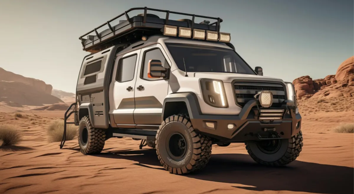 Electric truck cockpit interface showing load metrics, range estimates, and system status.